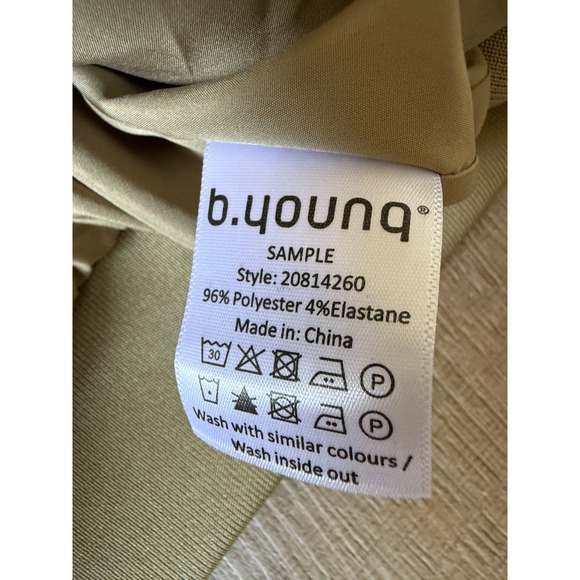 B.young Satin Bomber Jacket Womens 36 Olive Green Full Zip Pockets Lightweight - Picture 12 of 13
